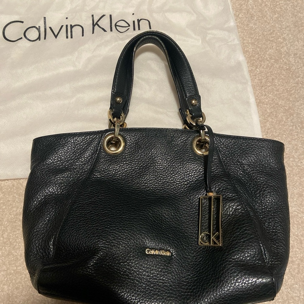 Calvin Klein Black Pebbled Leather Tote
